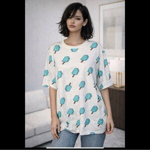 Broken Threads Popsicle Print Oversized T-Shirt Cotton Graphic Tee Size L